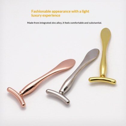 Metal Face Cream Massage Stick With Dual Heads Made Of Zinc Alloy For Firming And T-zone Eye Cream Infusion