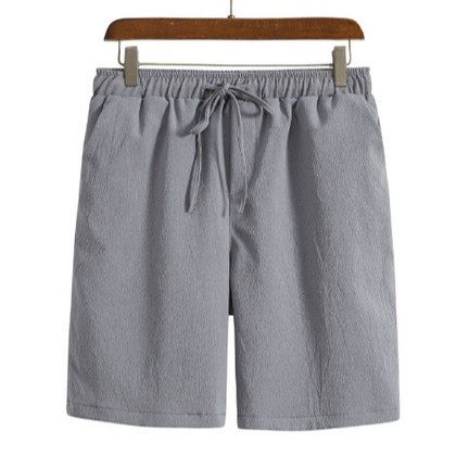 Cotton-linen Shorts Japanese-style Solid-color Casual Drawstring Beach Pants For Men