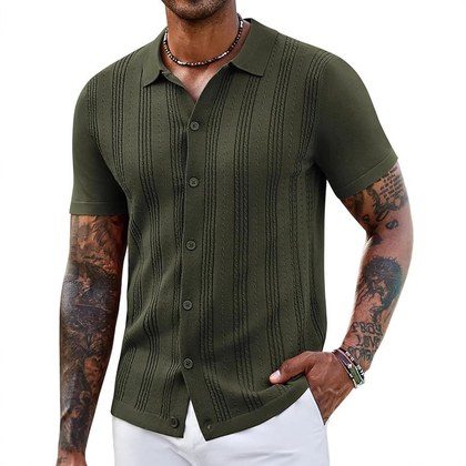 Fashionable Striped Hollow-Out Knitted Sweater For Men