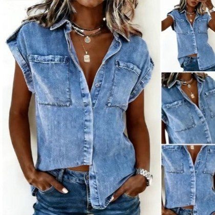 Womens Casual Denim Summer Shirt
