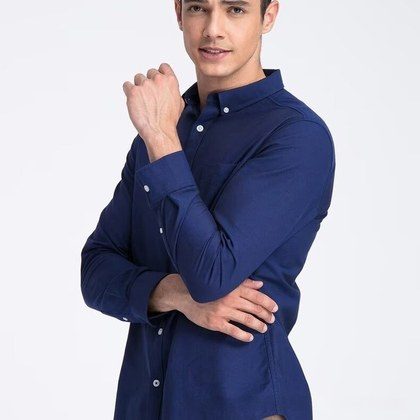 Mens Long-sleeve Business-casual Professional-fit Dress Shirt
