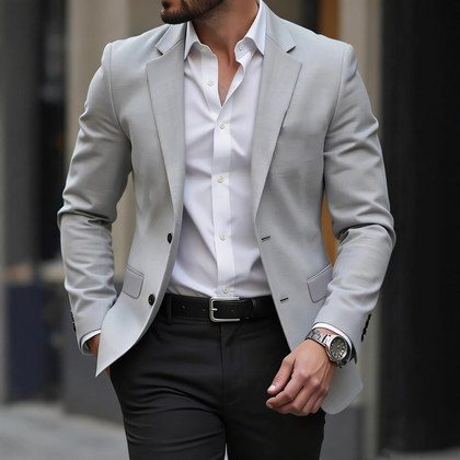 Mens Casual Slim-fit Single-breasted Two-button Jacket