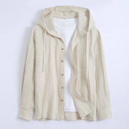 Solid-color Linen Casual Shirt For Men