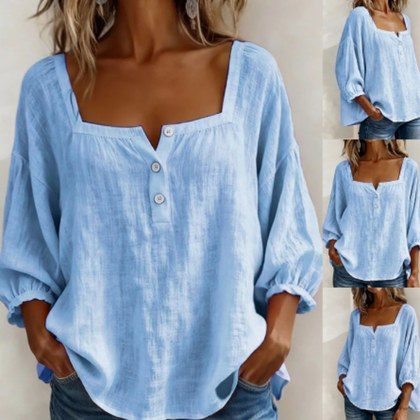 Womens Casual V-neck Long-sleeve T-shirt