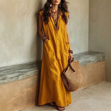 Off-Shoulder Single-Breasted Pocket Casual Shirt Dress For Women