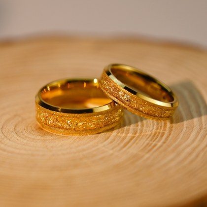 6mm Wide Tungsten Steel Gold Sandblasted New-style Ring