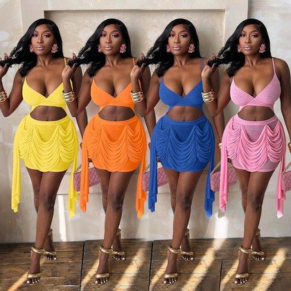Womens Solid-Color Deep-V Halter Dress
