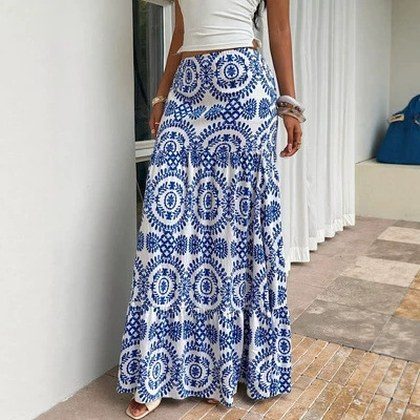 All-over Print Casual Loose-fitting Low-rise Skirt