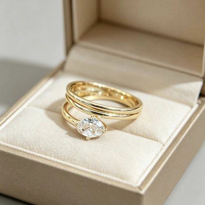 Simple, Versatile, Asymmetrical Zircon-studded Ring For Women