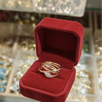 Womens Accessory Large Water-drop-shaped Sparkling Zircon Ring