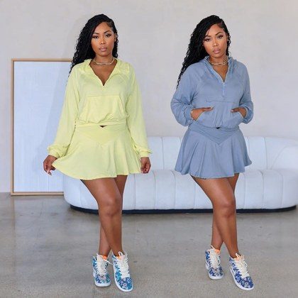 Womens Two-Piece Set Fashionable Casual Sports Top And Skirt