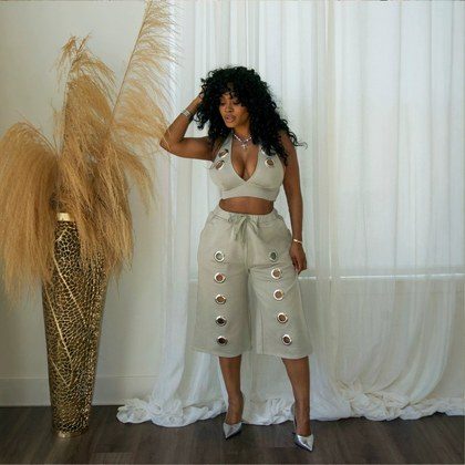 Womens Sexy Tank Top And Wide-leg Pants Two-piece Set