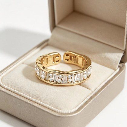 Zircon Adjustable Open Ring For Women