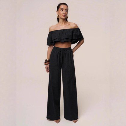 Off-shoulder Top And Pants Womens Casual Set