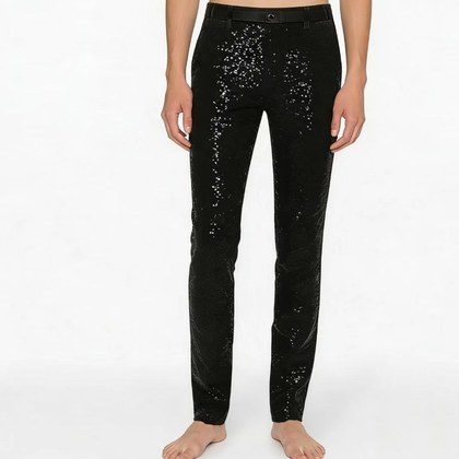 Sequin Mens Slimming Figure-flattering Casual Trousers