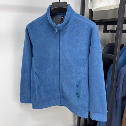 Mens Solid-Color Double-Sided Fleece Sweatshirt