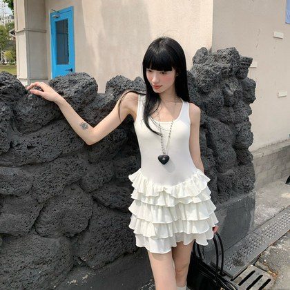 Sweet White Strap Dress For Women