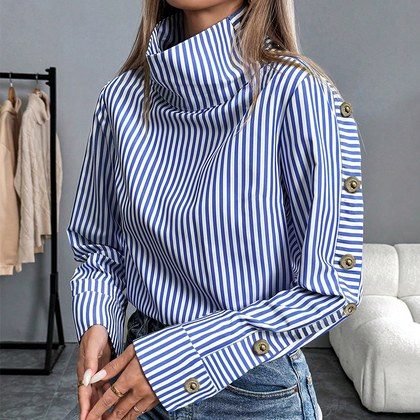 Striped Long-sleeve Casual Shirt For Women