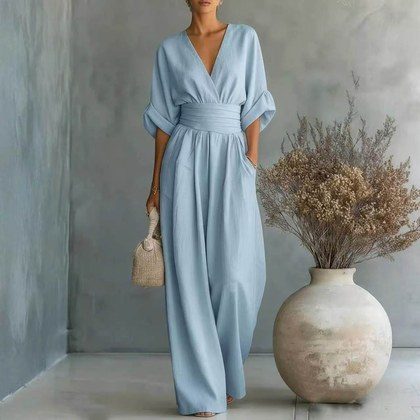 Elegant Waist-cinching V-neck Slimming Chic Jumpsuit For Women