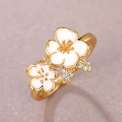 Korean-style Ethereal Camellia Ring For Women
