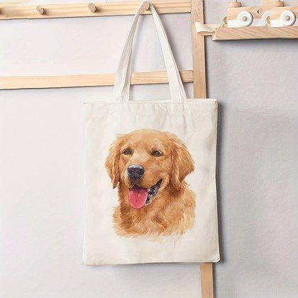 Oil Painting Dog Canvas Tote Bag