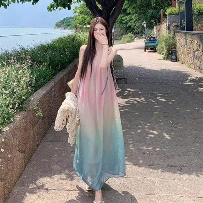 Sweet Ombre Beach-chic Strap Dress