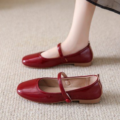 Casual One-strap Low-heeled Round-toe Mary Jane Leather Shoes