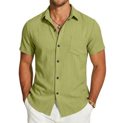 Mens Short-Sleeve Button-Down Shirt With Pocket