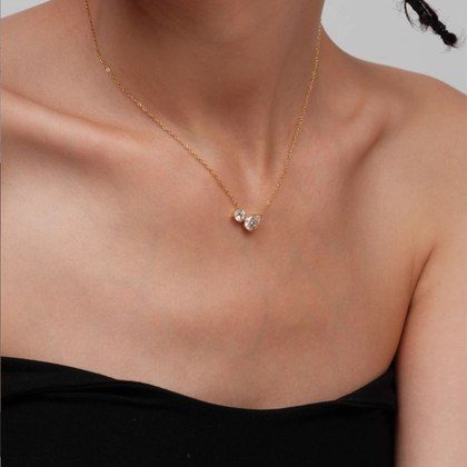 Womens Heart-patchwork Necklace With Inlaid Heart-shaped Zircon
