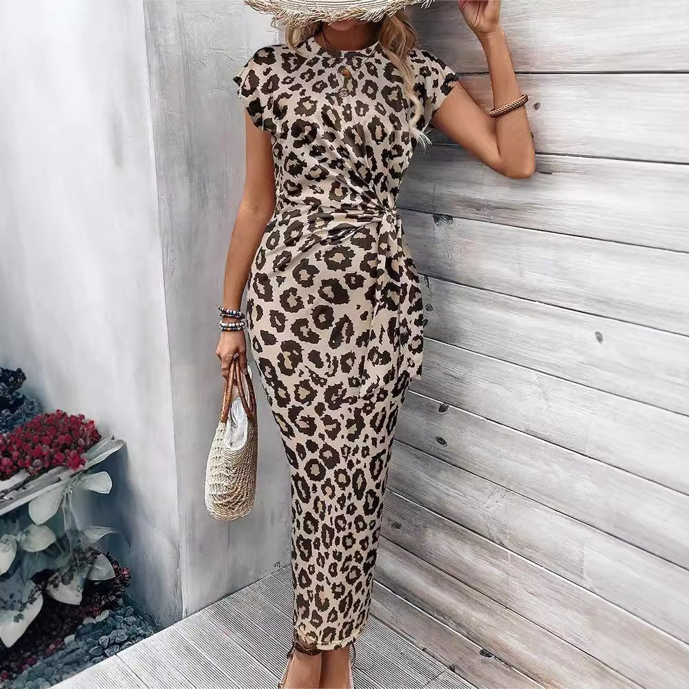 Leopard Print Short Sleeve Dress