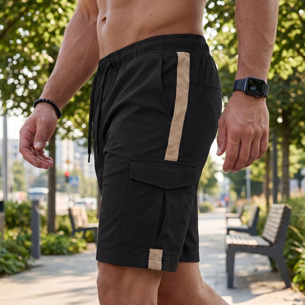 Mens Sporty Loose-fit Utility Shorts