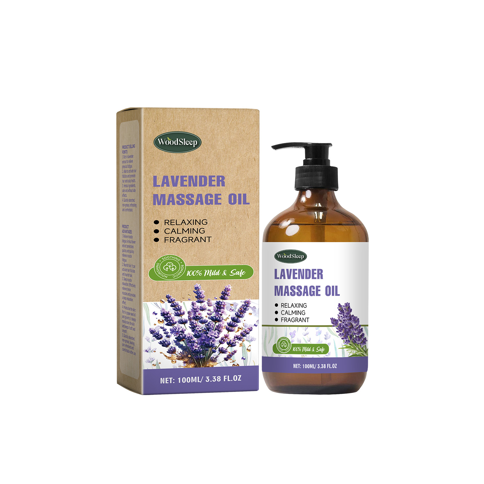 Woodsleep Lavender Massage Oil, Body And Skin Massage With Essential Oil Moisturizing And Nourishing Care