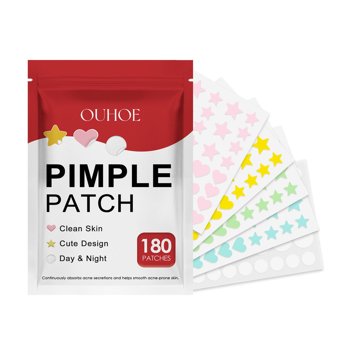 Facial Care Acne Patch, Gently Clean And Reduce Acne Skin Soft Smooth Multi-Shape Portable Acne Patch