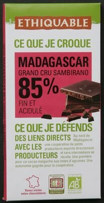 ETHIQUABLE Chocolat noir 85% Madagascar
