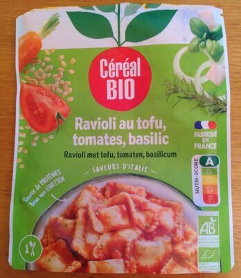 Céréales bio Ravioli au tofu, tomates, basilic